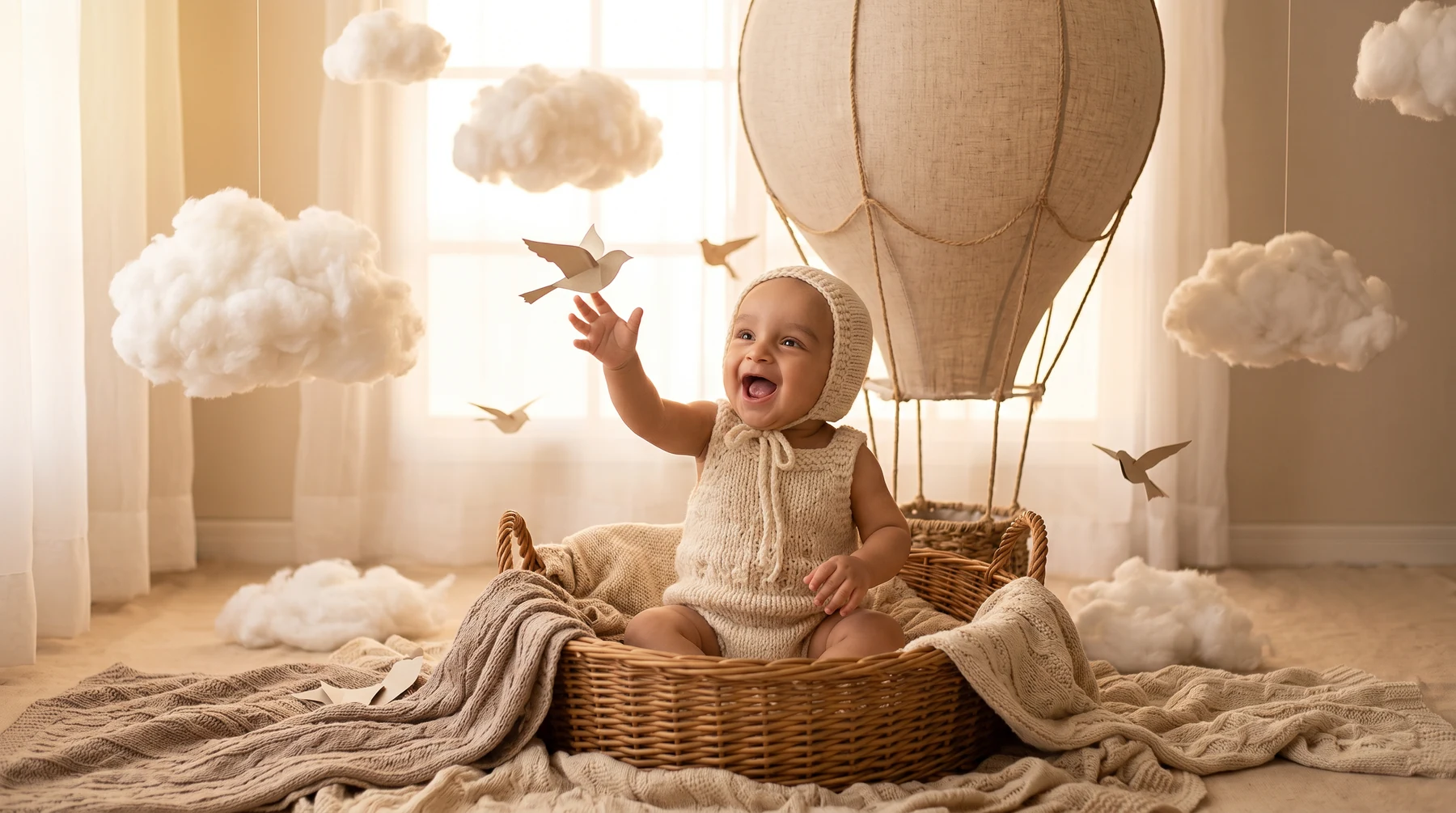 Arthur em um cenário com balão e nuvens.